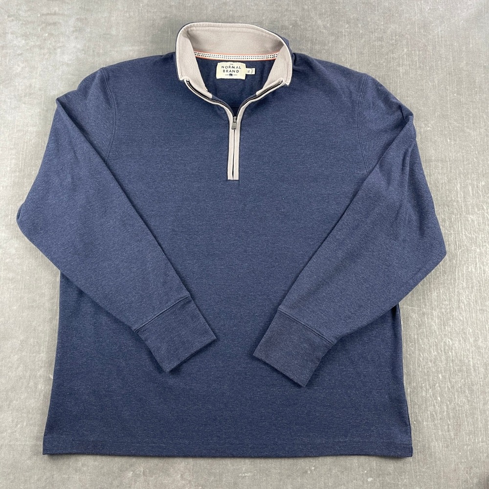 The Normal Brand Men XL Blue Quarter Zip Pullover Long Sleeve Shirt Heathered